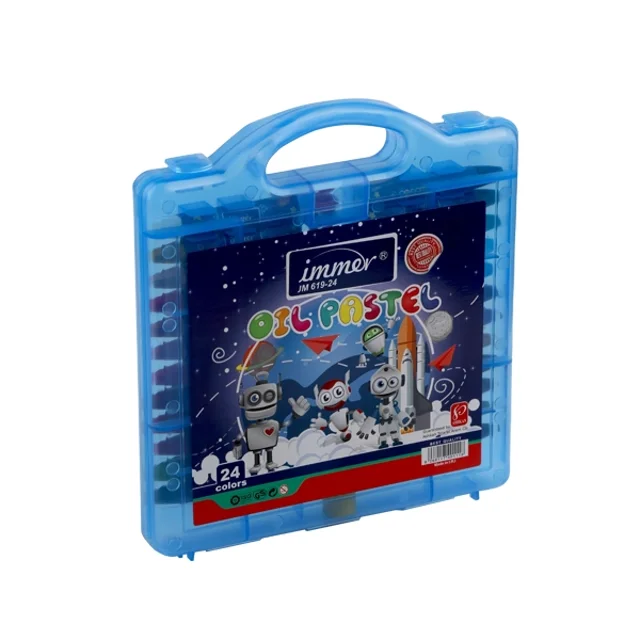 پاستل 24 رنگ طلقی كیفی دسته دار کد JM619-24