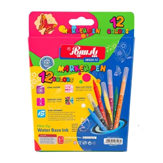 ماژیک نقاشی12 رنگ جعبه مقوايی نوک آبرنگی کد JM825-12